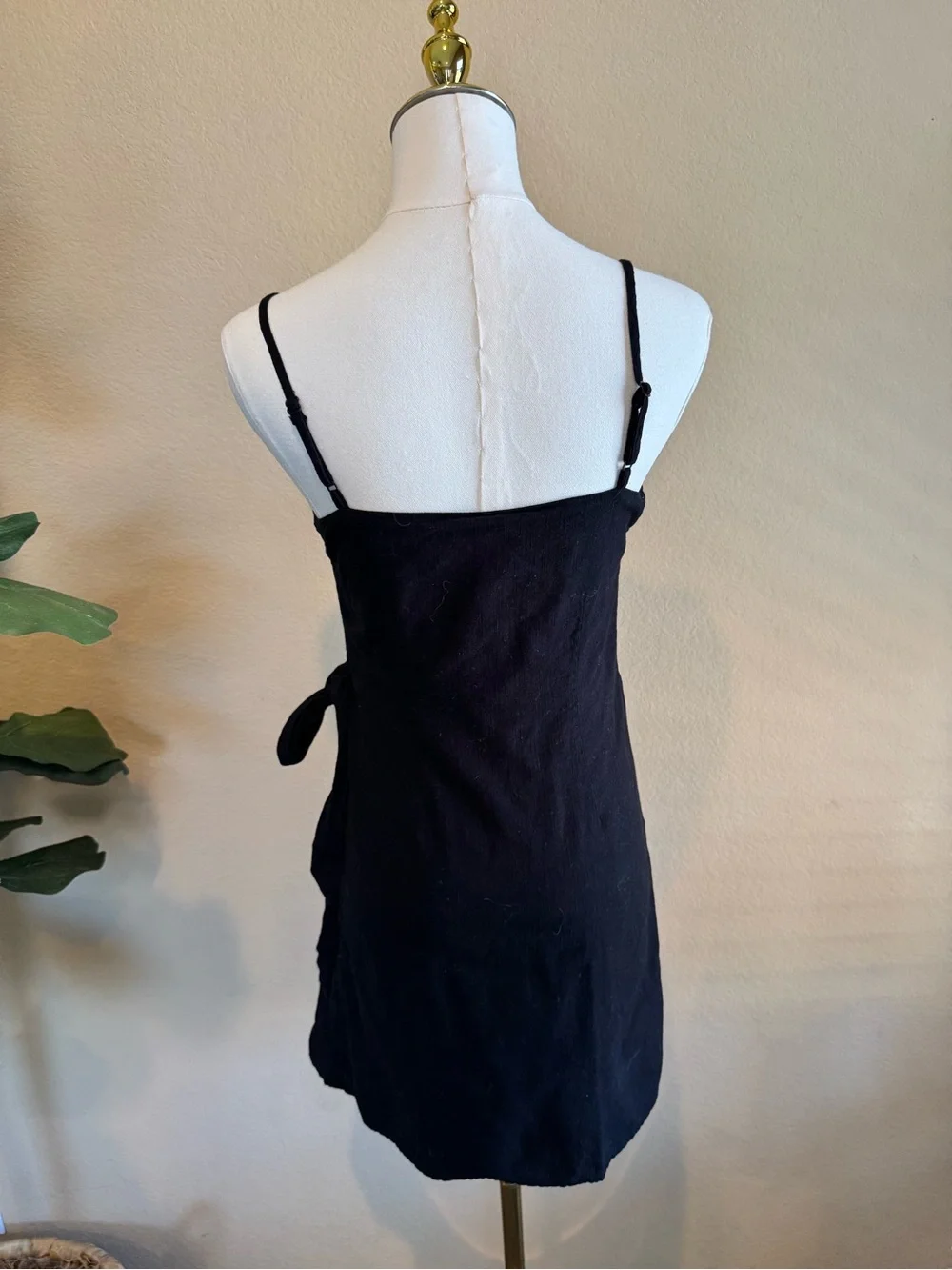 Free People Black Wrap Mini Dress Women’s 0 Cotton V-Neck Sleeveless